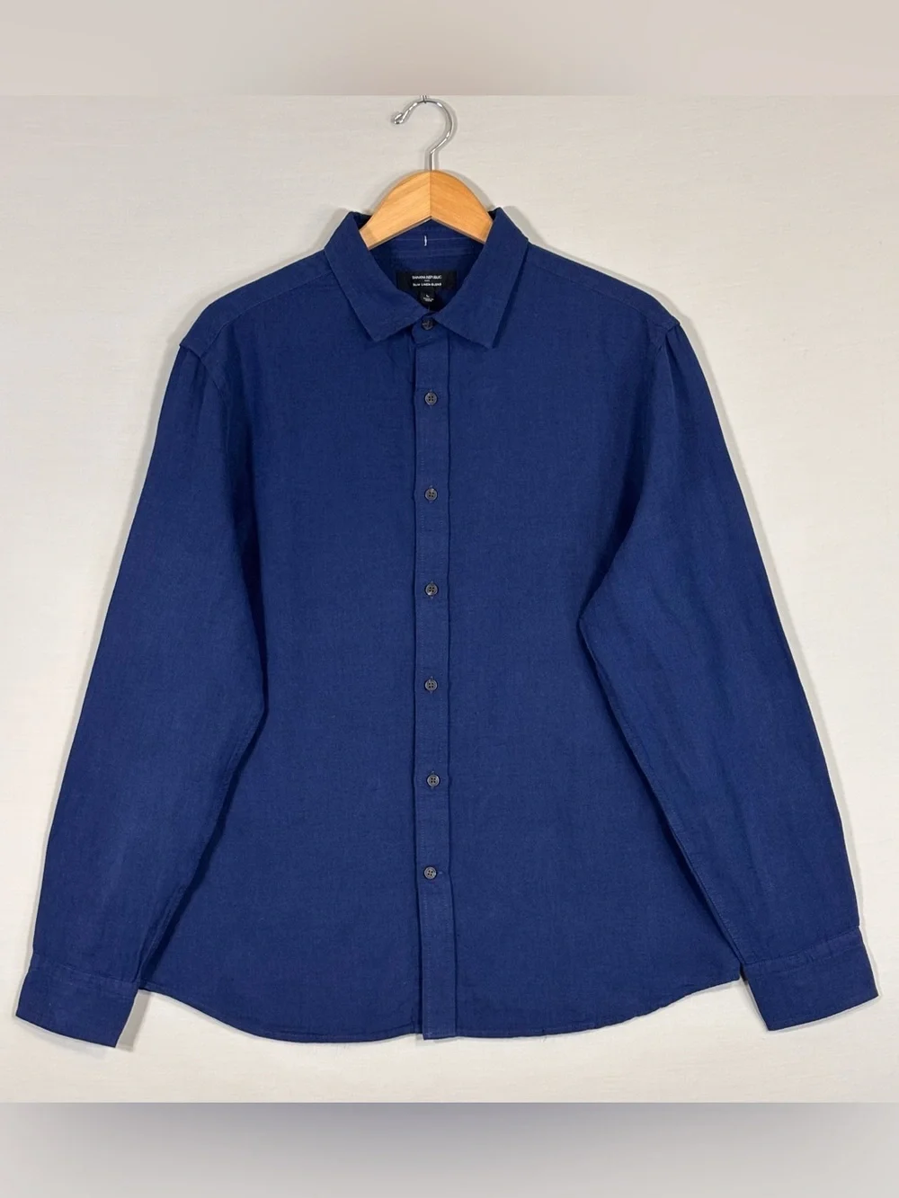 NWT Banana Republic Men’s Linen Blend Slim Fit Shirt Dark Blue Large